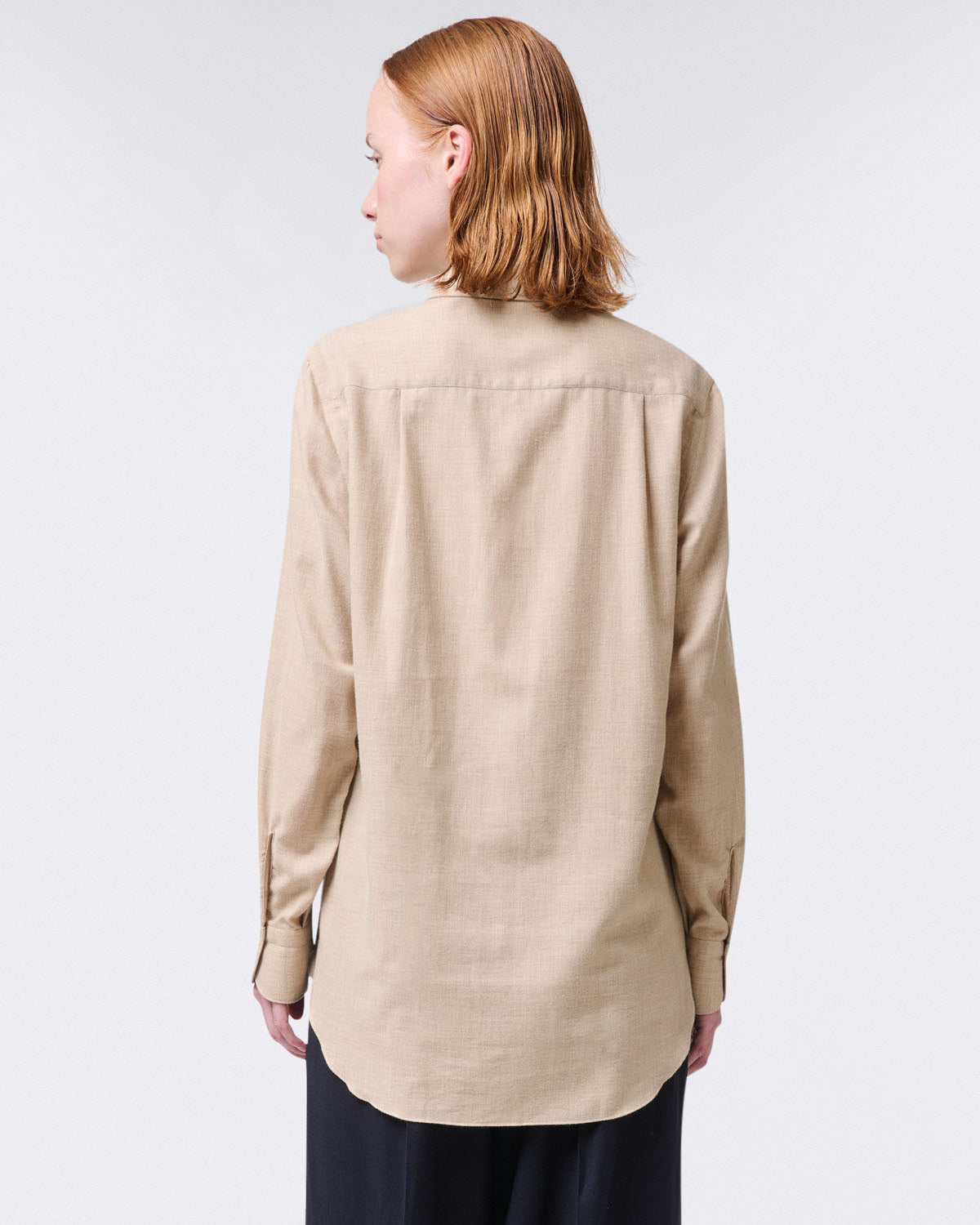 Women's shirt in Alumo cotton and cashmere fabric with front pockets