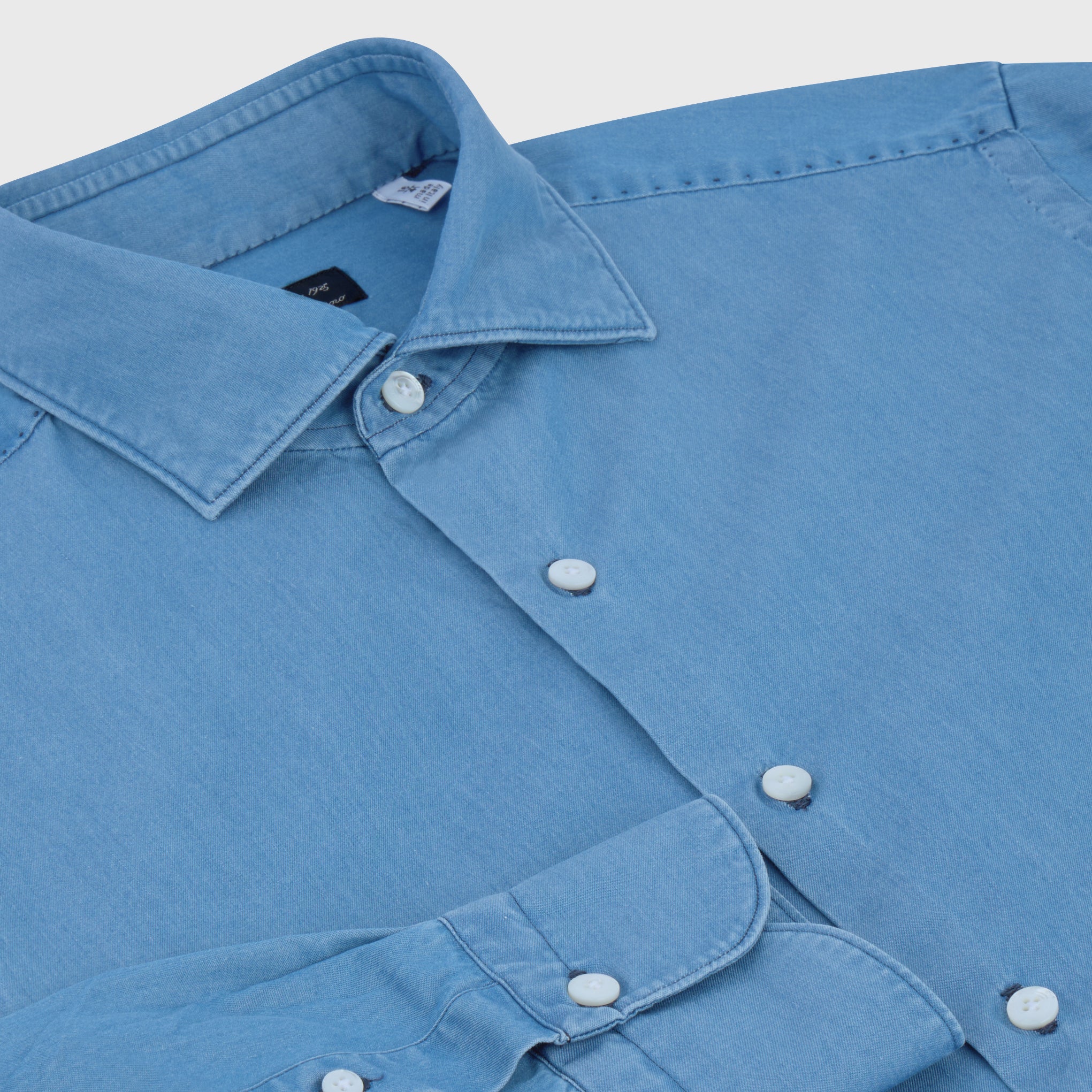 Camicia classica Milano slim fit in denim bleach e stone