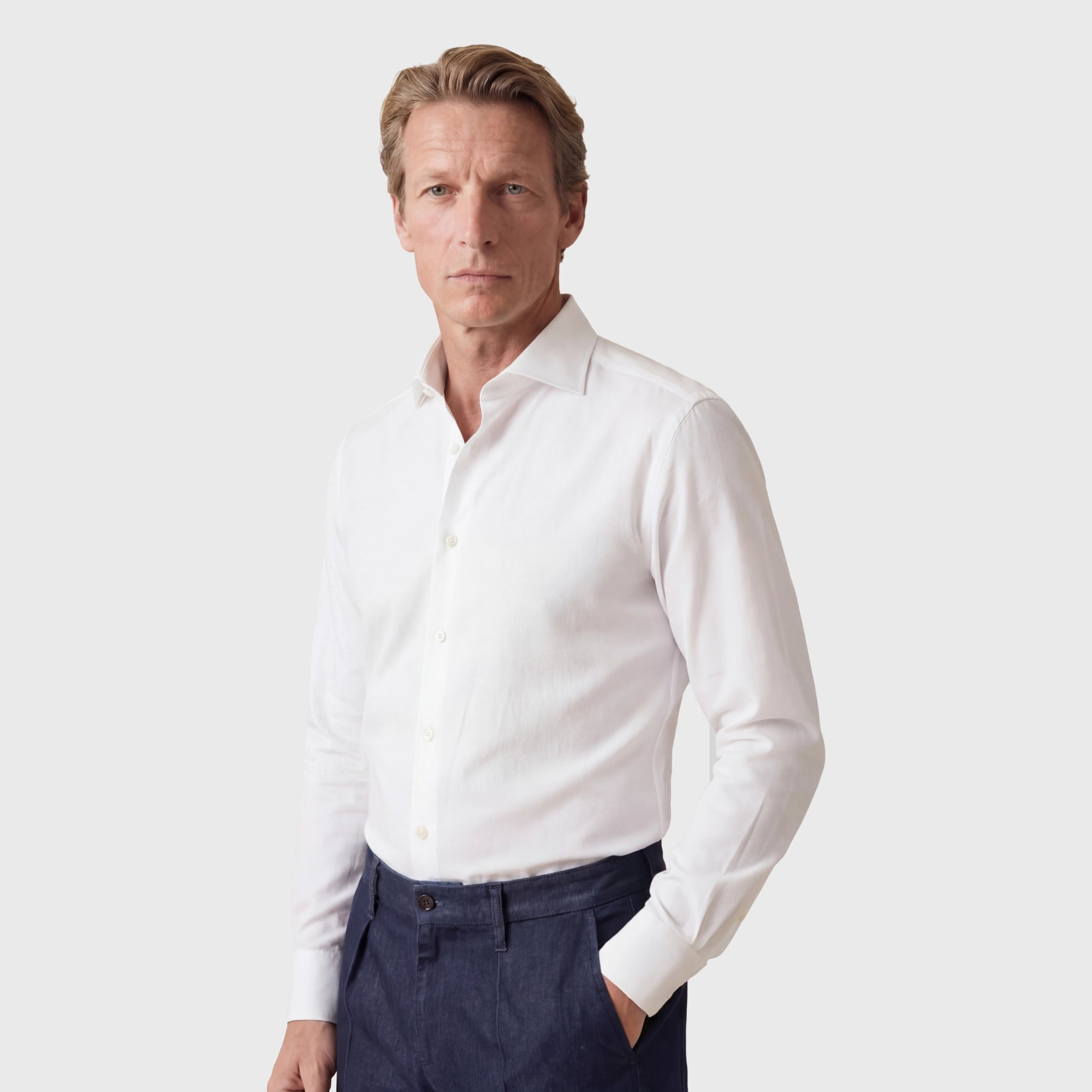 Napoli classic regular fit shirt in 120/2 white cotton