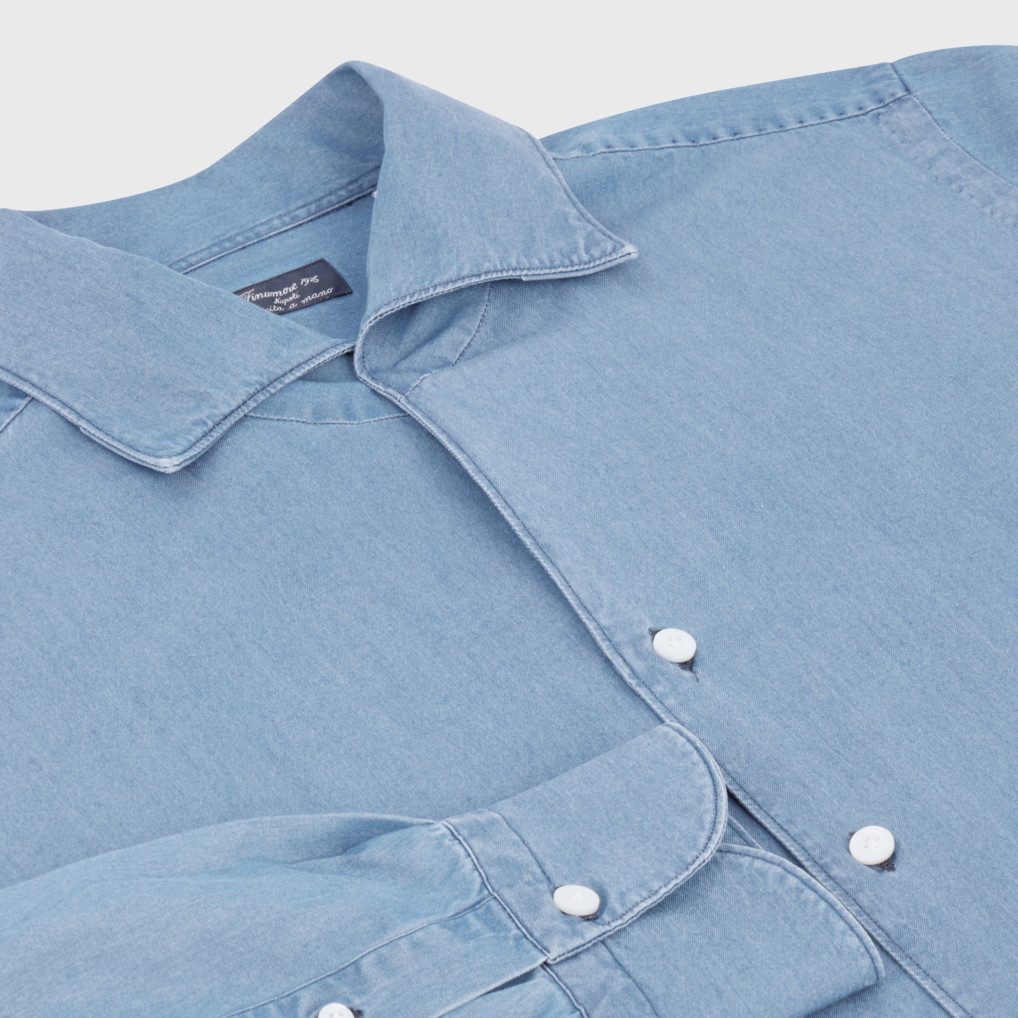 Napoli shirt regular classic fit cotton denim super bleach