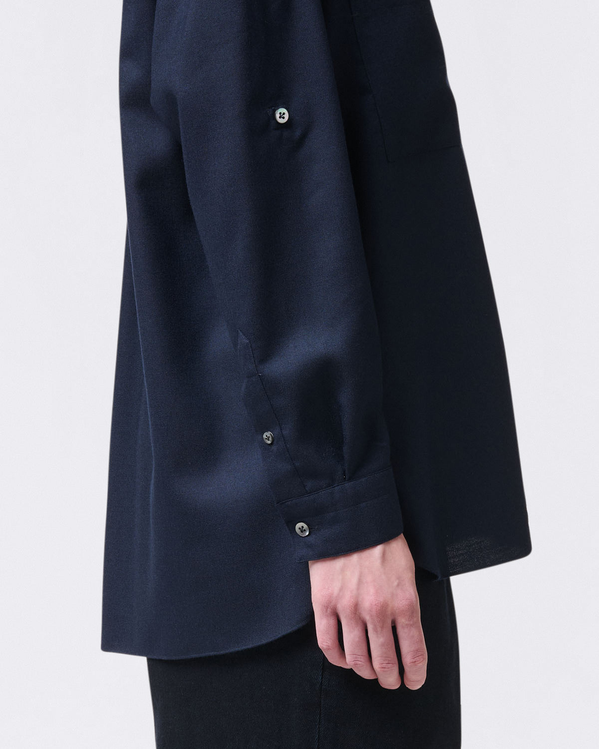 Sonia dark blue cashmere over fit shirt for women