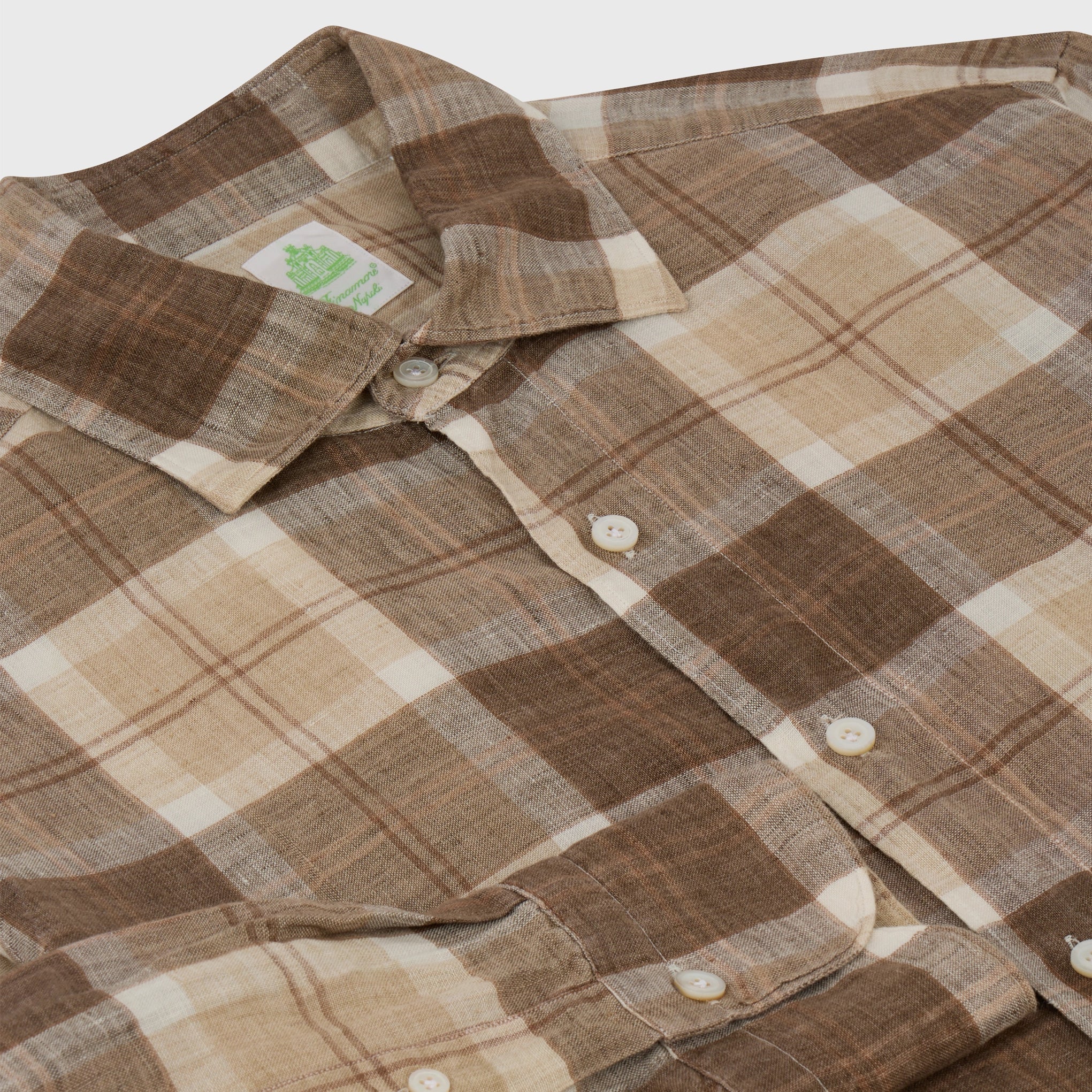 Tokyo sport shirt slim fit linen check Luigi collar