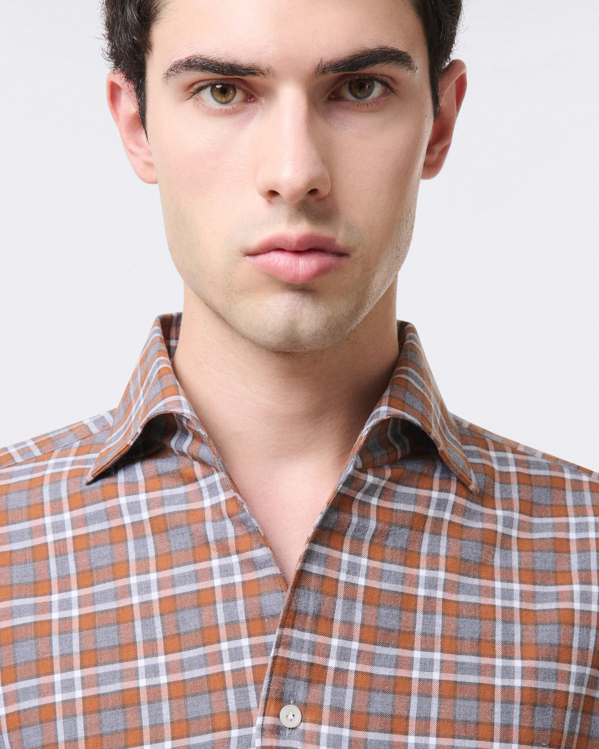 Tokyo slim-fit sports shirt One piece collar in yarn dyed cotton check