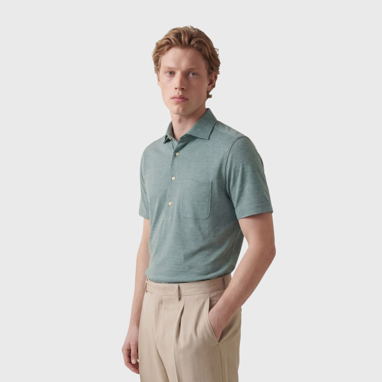 Polo shirt slim fit linen jersey