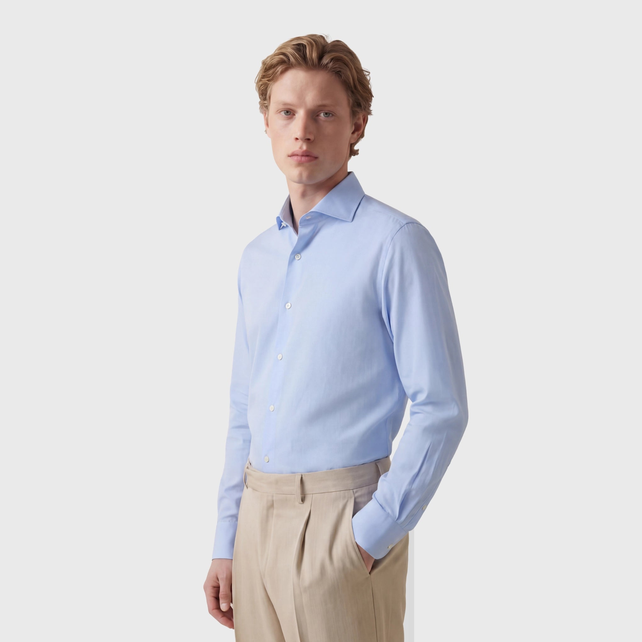 Dress shirt Napoli 170 a due classic collar Light blue or white