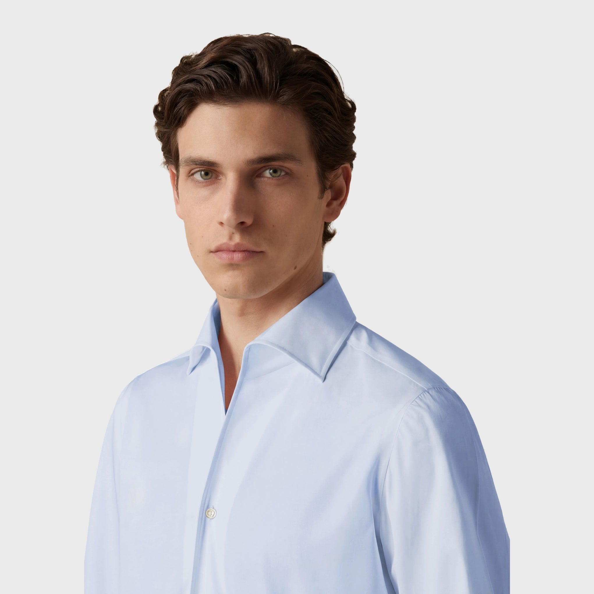 Napoli One Piece Collar shirt in white or light blue 170 a 2 fabric