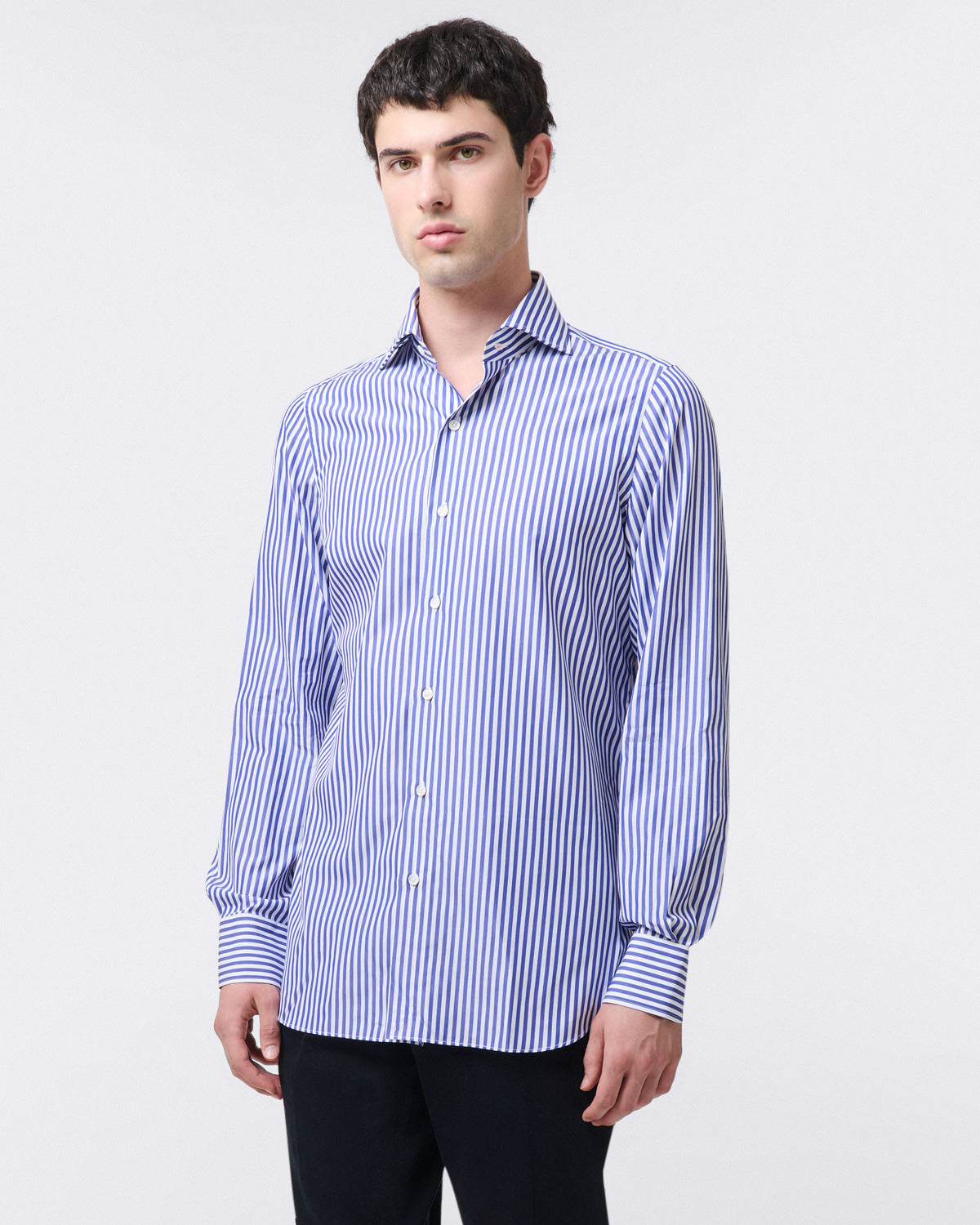 Dress shirt regular 170 a due striped blue Finamore 1925