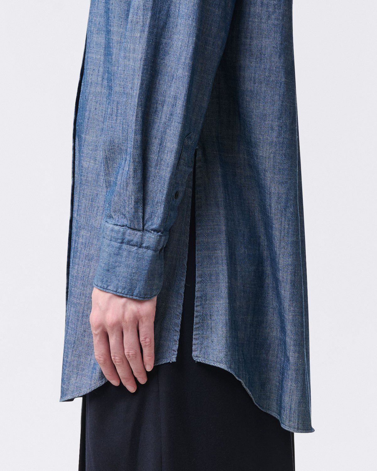 Women's over size denim shirt with side slits