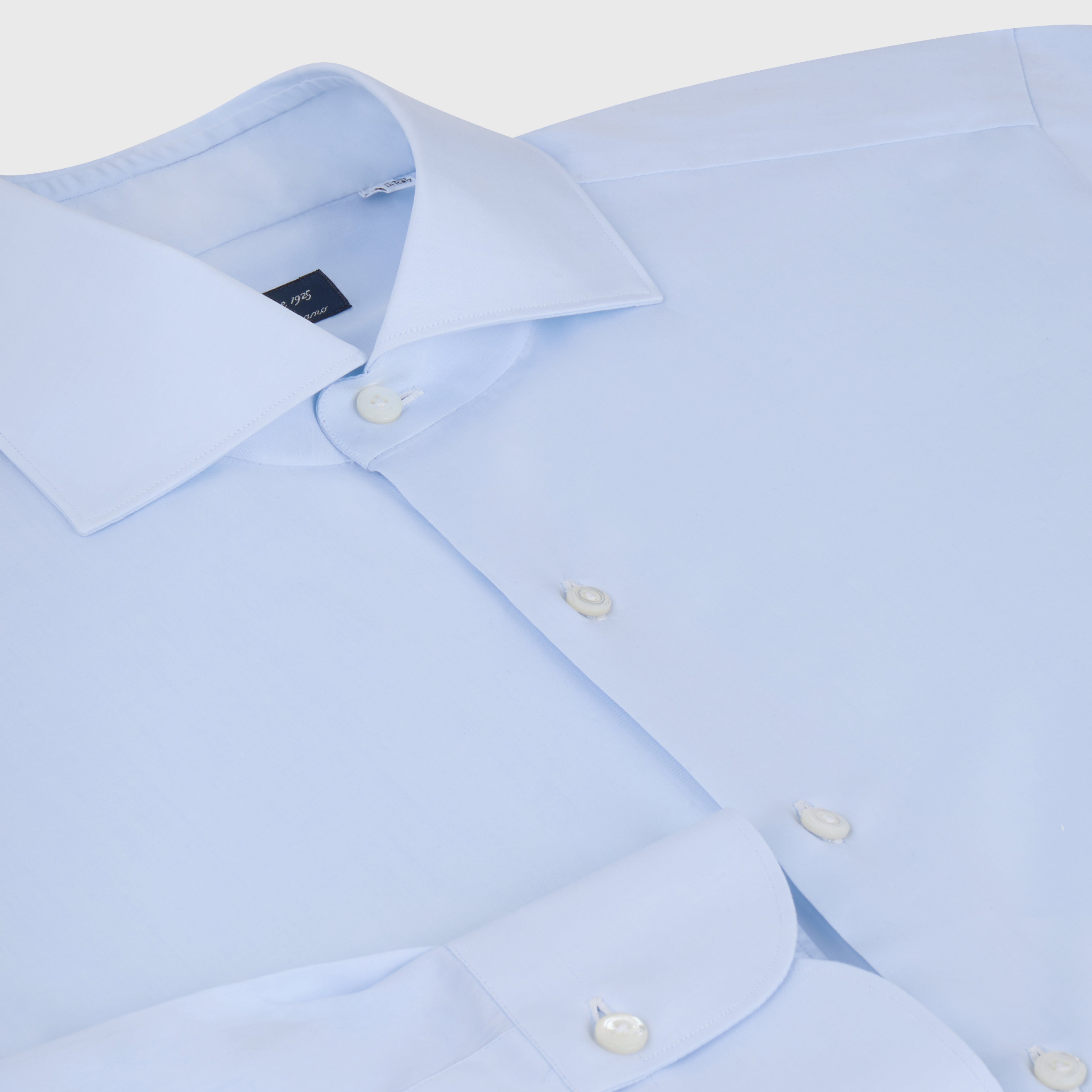 Classic slim fit Milano shirt in light blue cotton with French collar
