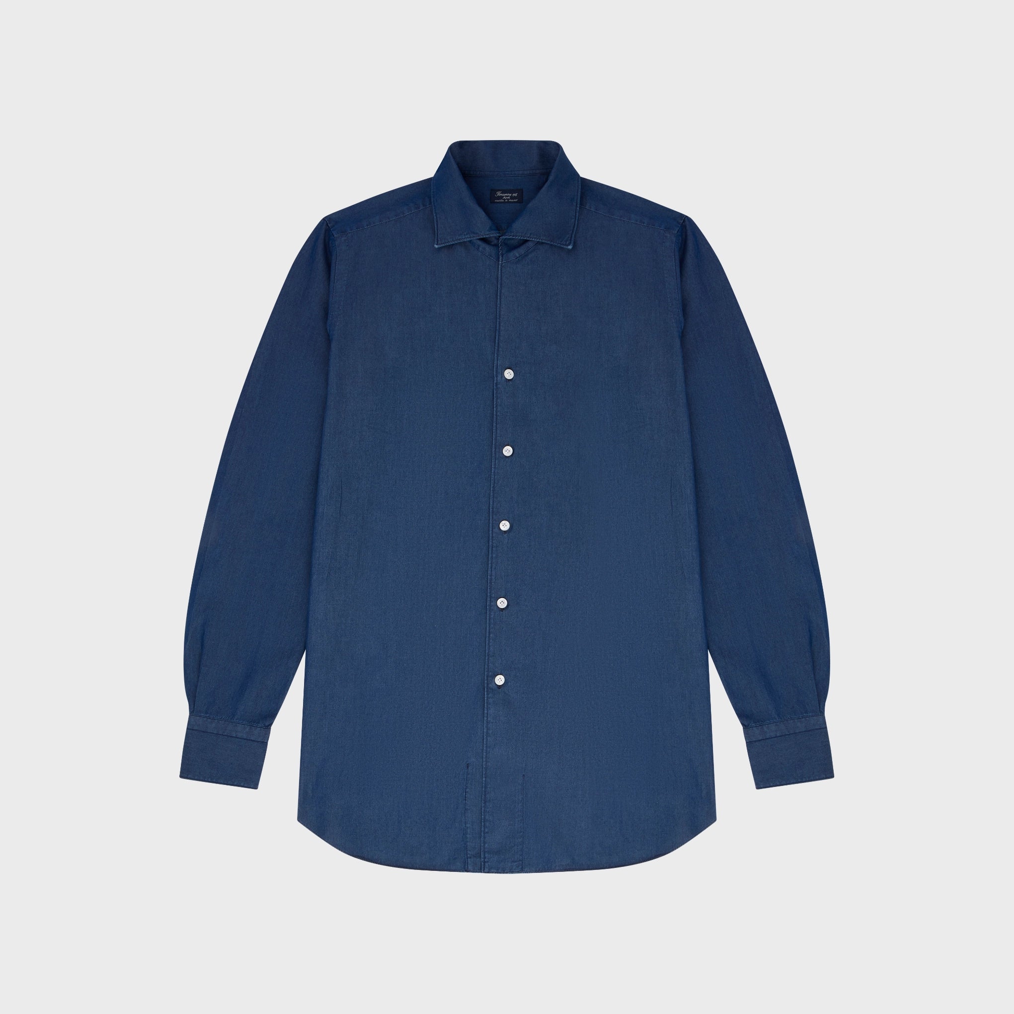 Milano shirt slim fit cotton denim stone wash Ustica collar