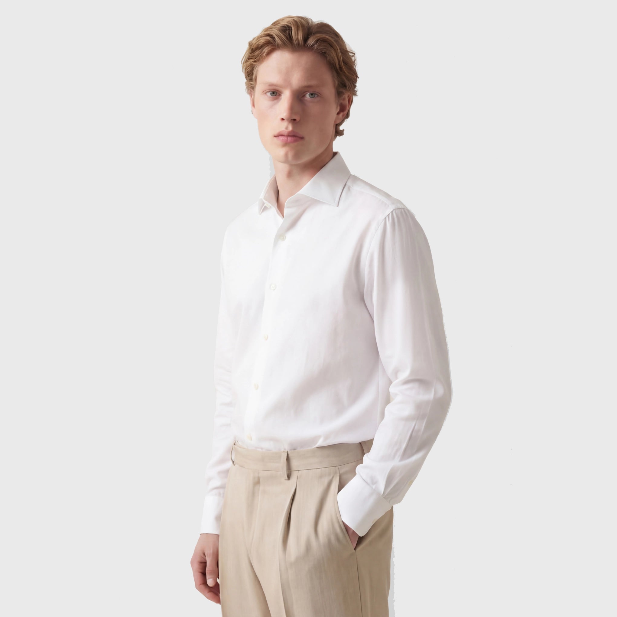 Classic regular fit Napoli shirt in 120/2 cotton cufflink cuff