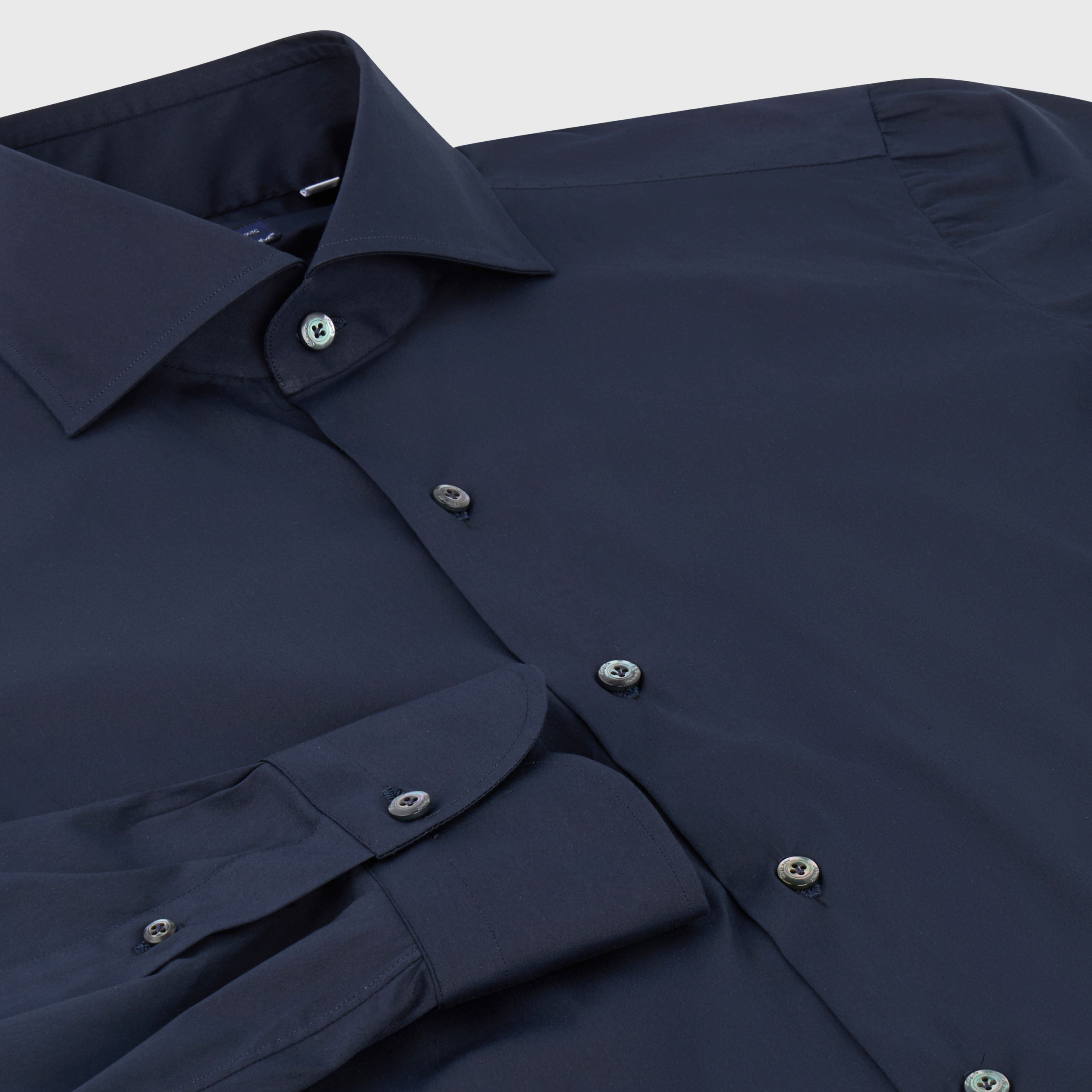 Napoli regular fit dark blue stretch shirt