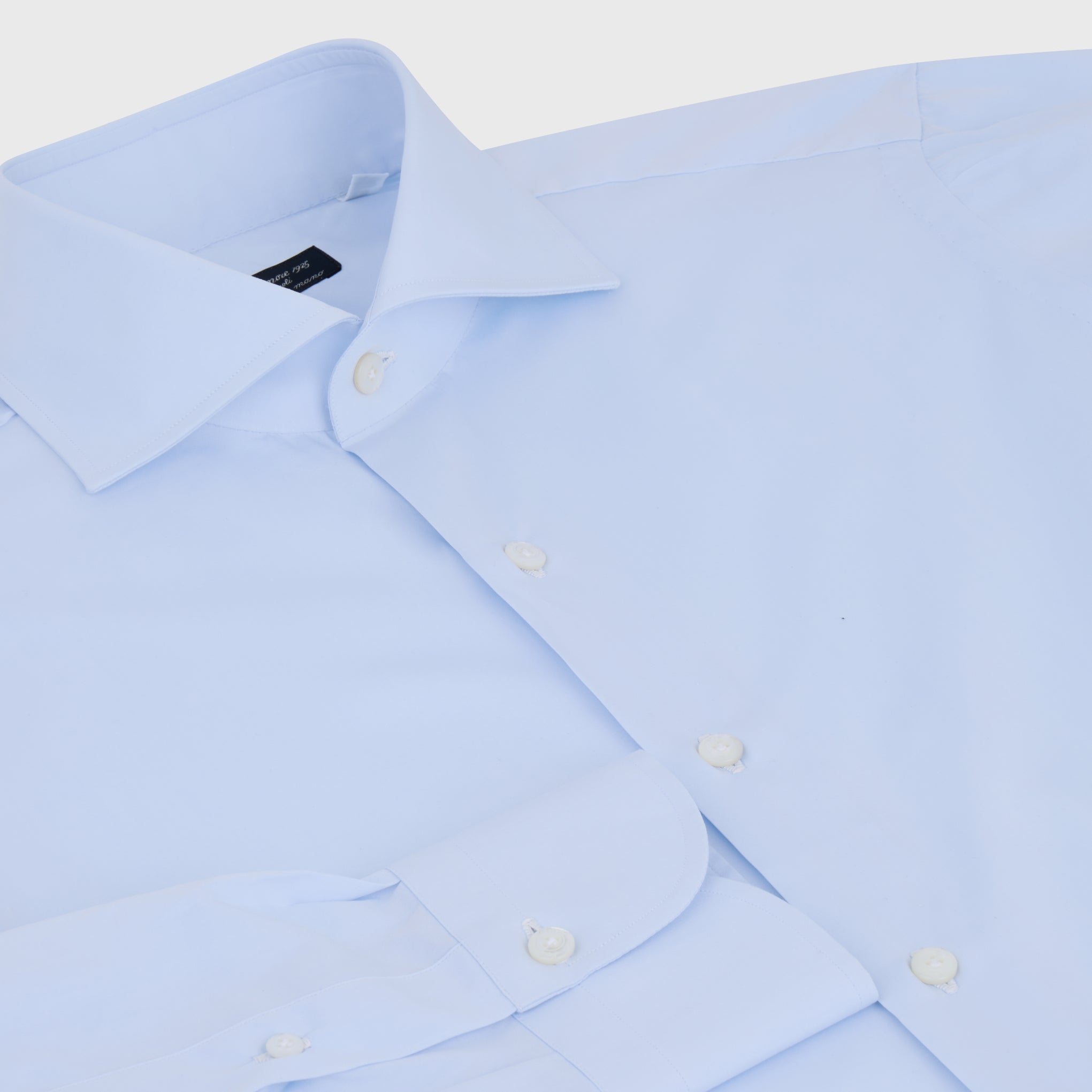 Classic regular Naples shirt in light blue cotton French collar