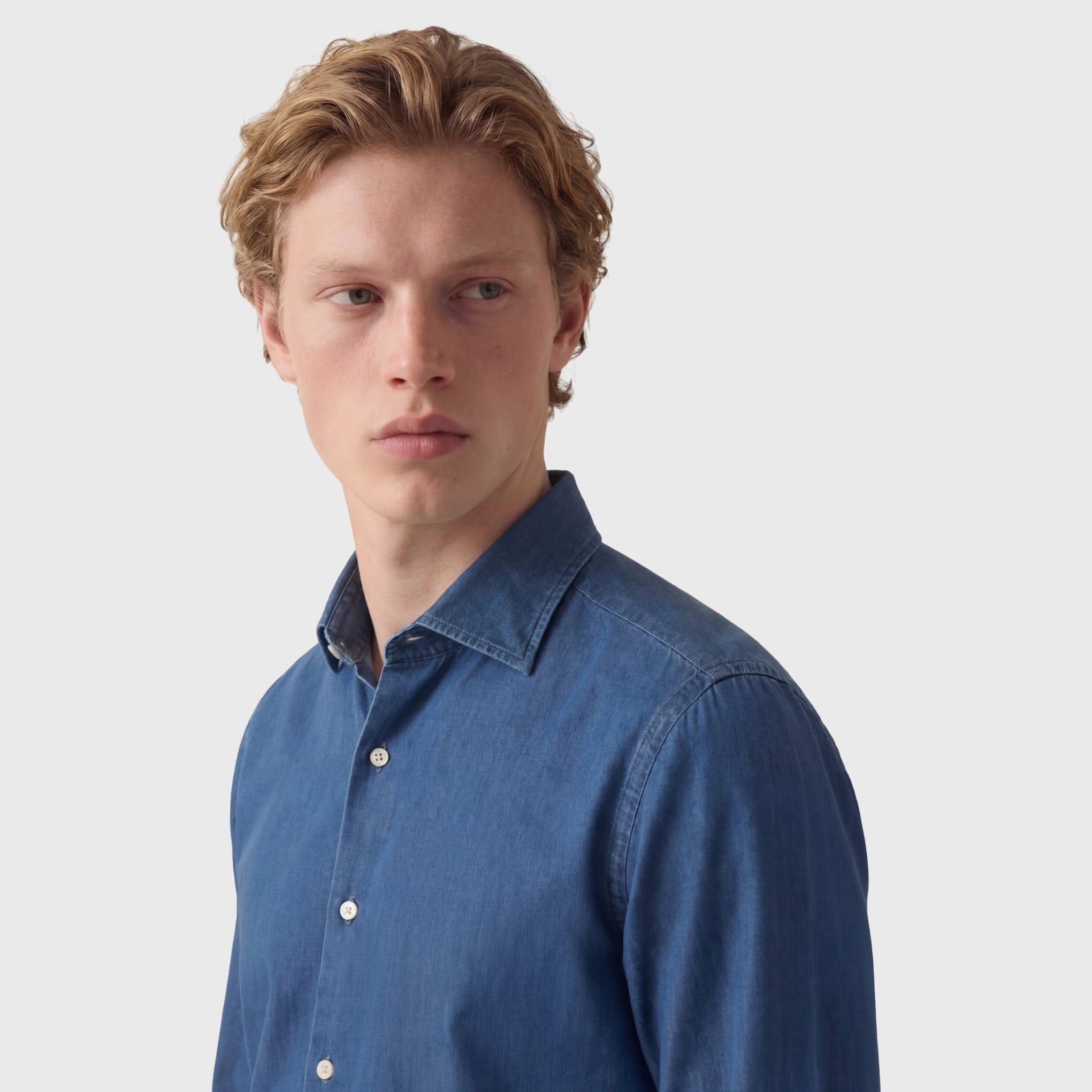 Napoli classic shirt regular fit in denim bleach and stone
